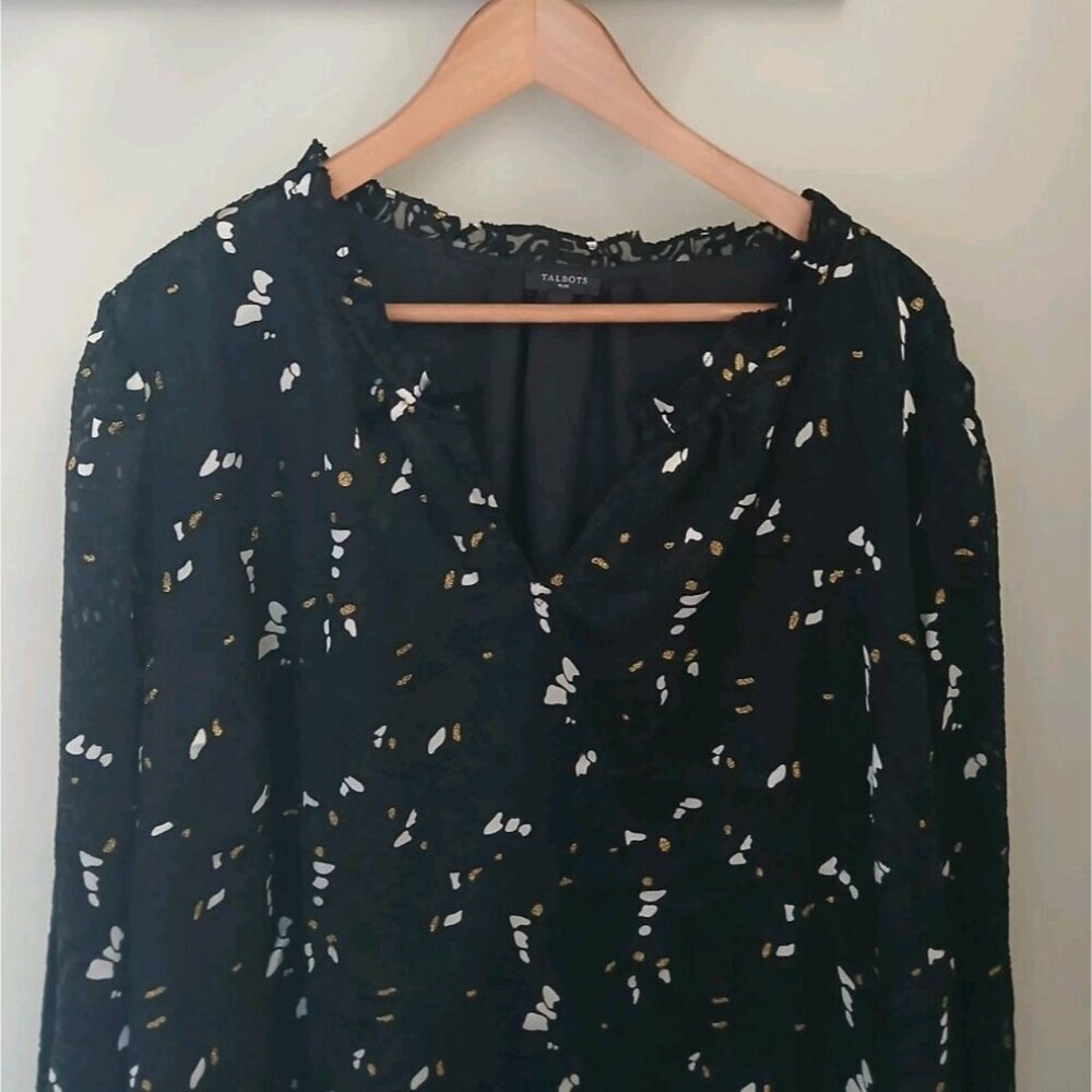 Talbots Plus Burnout Velvet Popover Top - Picture 2 of 13